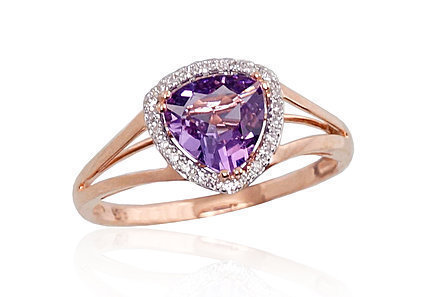 Ring aus Rotgold mit Diamanten und Amethyst