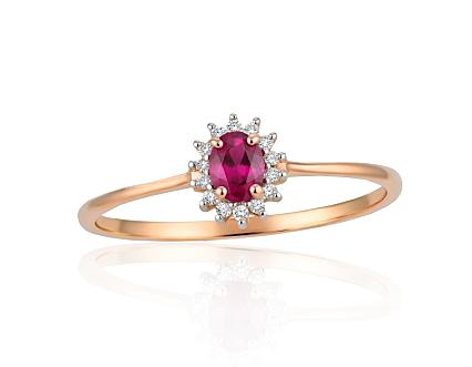 Ring aus Rotgold mit Diamanten und Rubin