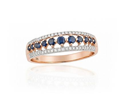 Ring aus Rotgold mit Diamanten und Saphiren