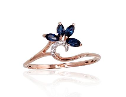 Ring aus Rotgold mit Diamanten und Saphiren