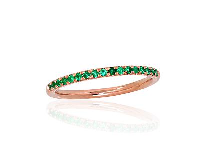 Red gold ring with emeralds