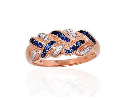 Ring aus Rotgold mit Diamanten und Saphiren