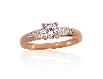 Red gold ring with zirconias