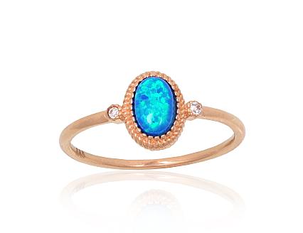 Ring aus Rotgold mit Zirkonia und Opaliten