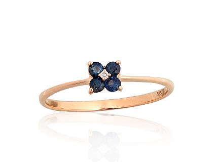 Ring aus Rotgold mit Diamant und Saphiren