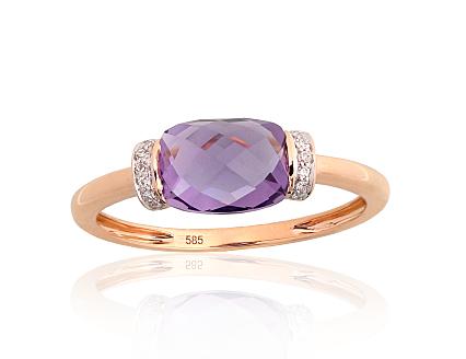 Ring aus Rotgold mit Diamanten und Amethysten