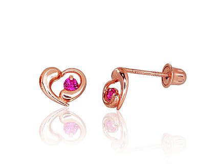 Red gold earrings with zirconias