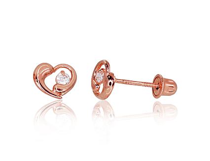 Red gold earrings with zirconias
