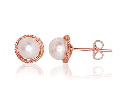 Red gold earrings with pearls