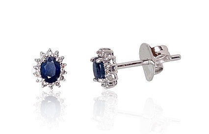 Ohrringe aus Weißgold mit Diamanten und Saphiren