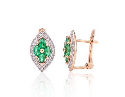 Ohrringe aus Rotgold mit Diamanten und Smaragden