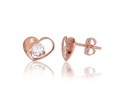 Red gold earrings with zirconias