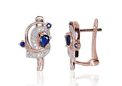 Ohrringe aus Rotgold mit Diamanten und Saphiren