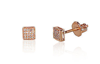 Red gold earrings with diamonds