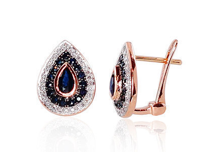 Ohrringe aus Rotgold mit Diamanten und Saphiren