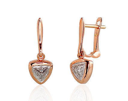 Red gold earrings with diamonds