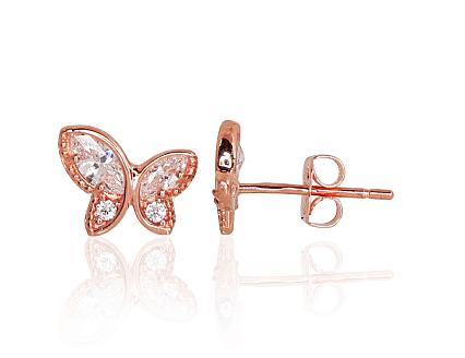 Red gold earrings with zirconias