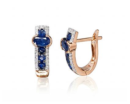 Ohrringe aus Rotgold mit Diamanten und Saphiren