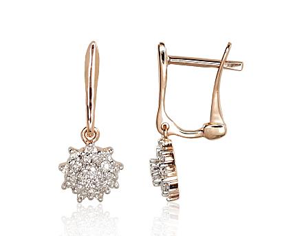 Red gold earrings with diamonds