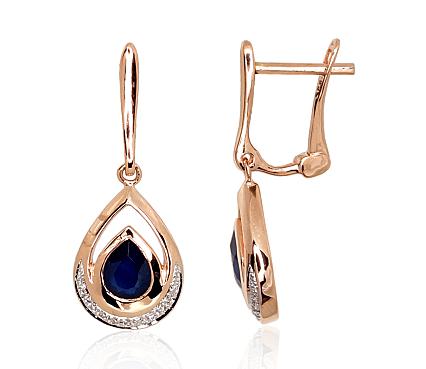 Ohrringe aus Rotgold mit Diamanten und Saphiren