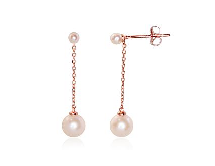 Red gold earrings with pearls