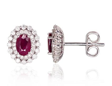White gold earrings with diamonds and rubies