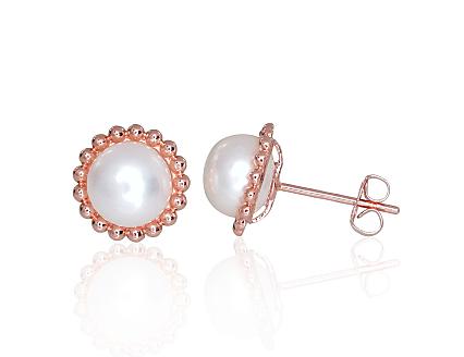 Red gold earrings with pearls