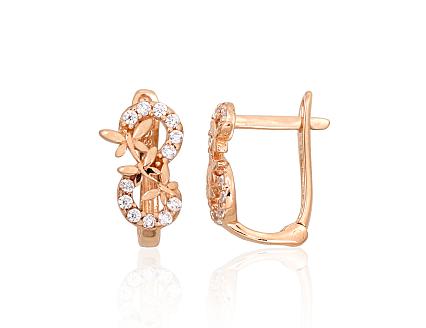 Red gold earrings with zirconias