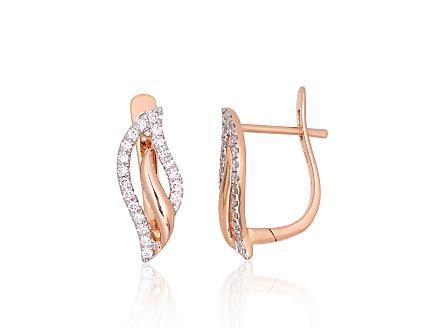 Red gold earrings with diamonds