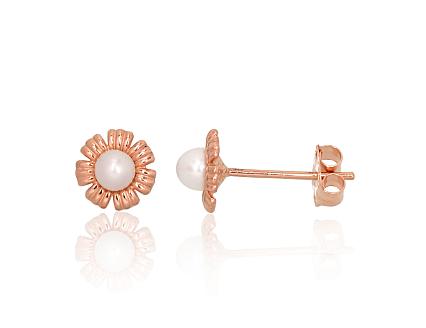 Red gold earrings with pearls