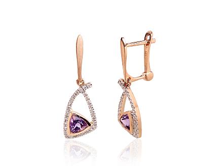 Ohrringe aus Rotgold mit Diamanten und Amethysten