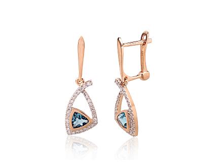 Ohrringe aus Rotgold mit Diamanten und blauen Topasen
