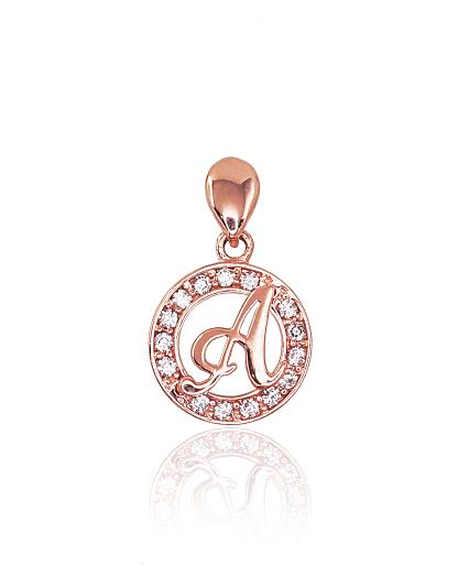 Red gold pendant with zirconias