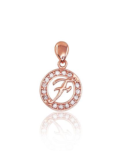 Red gold pendant with zirconias