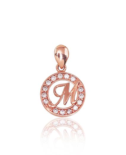 Red gold pendant with zirconias