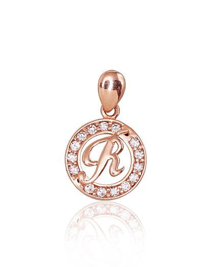 Red gold pendant with zirconias