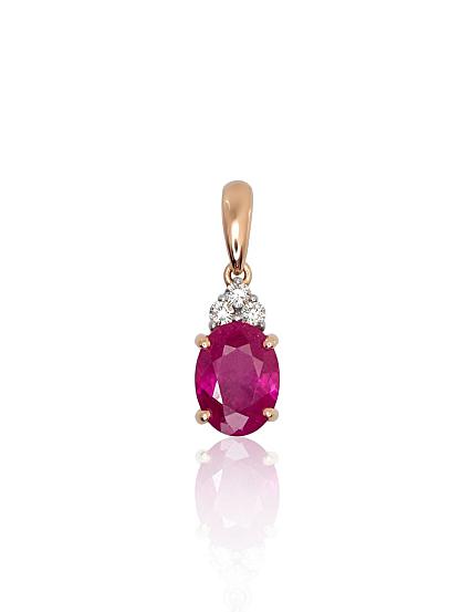 Kettenanhänger aus Rotgold mit Diamanten und Rubin