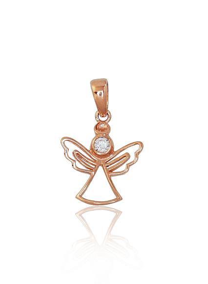 Red gold pendant with zirconias