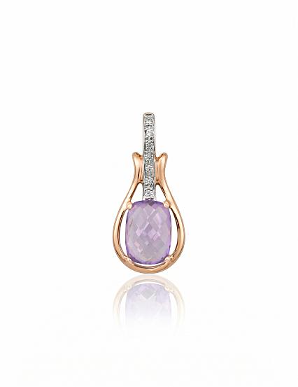 Kettenanhänger aus Rotgold mit Diamanten und Amethysten