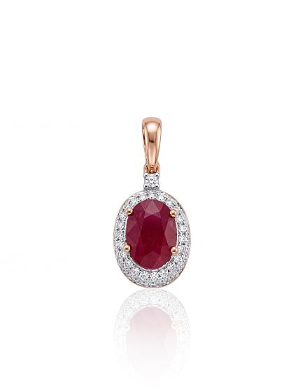 Kettenanhänger aus Rotgold mit Diamanten und Rubin
