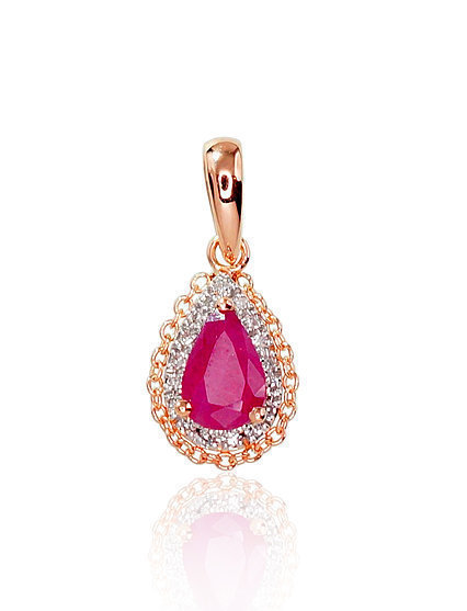 Red gold pendant with diamonds and a ruby