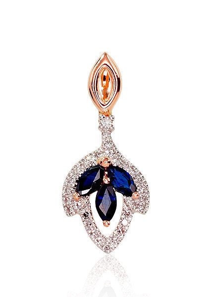Kettenanhänger aus Rotgold mit Diamanten und Saphiren