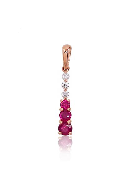 Kettenanhänger aus Rotgold mit Diamanten und Rubinen