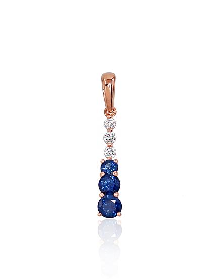 Kettenanhänger aus Rotgold mit Diamanten und Saphiren
