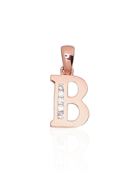 Red gold pendant with zirconias