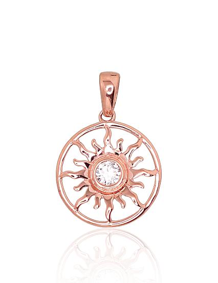 Red gold pendant with zirconias