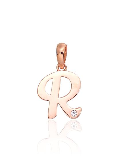 Red gold pendant with zirconias
