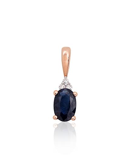 Kettenanhänger aus Rotgold mit Diamanten und Saphir