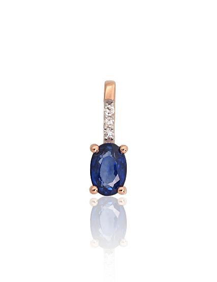 Kettenanhänger aus Rotgold mit Diamanten und Saphir