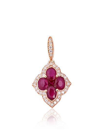 Kettenanhänger aus Rotgold mit Diamanten und Rubinen